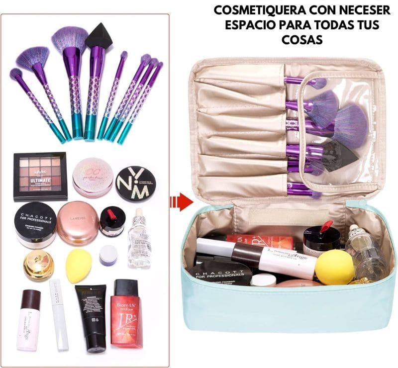 COMBO PROMOCIONAL: 13 Brochas Profesionales + Cosmetiquera Impermeable + Bolsa extra